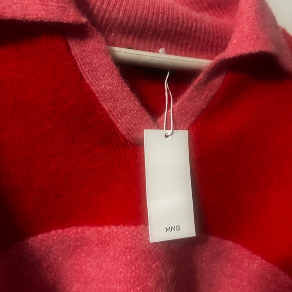 Mango Red and Pink Striped V-Neck Sweater - Picture 5 of 5
